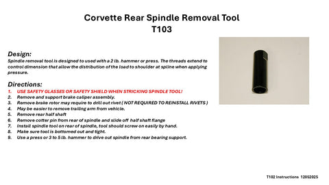 Corvette Rear Spindle Knock-Out Tool 63-82 / Product Number: T103