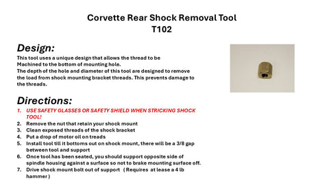 Corvette Rear Shock Knock -Out Tool Small 63-82 / Product Number: T102