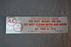 C1 Corvette Fuel Injection Air Cleaner Service Decal / Product Number: D109