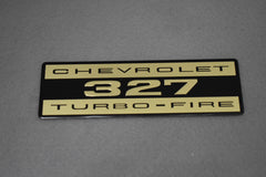 Corvette 327 Turbo-Fire Valve Cover Decal Metal as Original / Product Number: D113