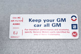 Corvette Keep Your GM All GM Air Cleaner Decal EJ / Product Number: D152