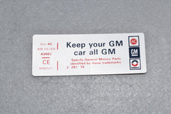 Corvette Keep Your GM All GM Air Cleaner Decal CE / Product Number: D154