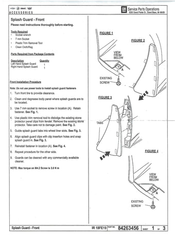 GM C-8 Corvette 2020-2024 Front Splash Guards / Product Number: A128